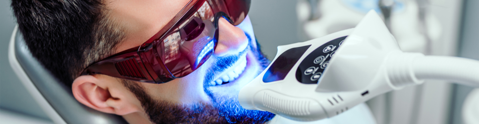 man getting his teeth whitened 